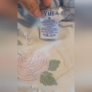 YMI Light Blue Jeans with Pink and Green Embroidery